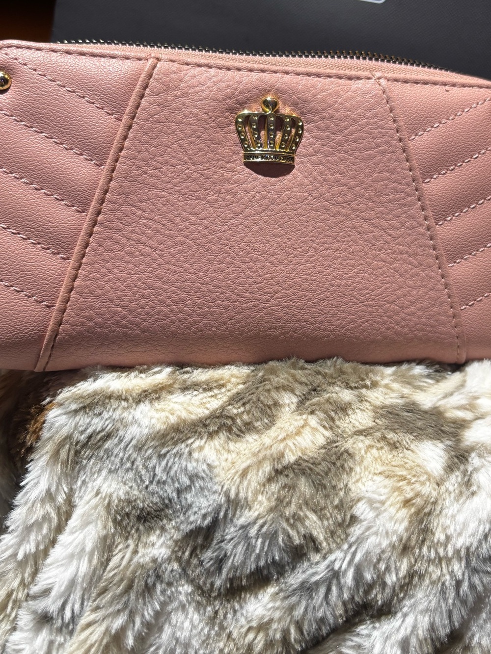 Juicy Couture Pink Zip-Around Wallet with Gold Crown